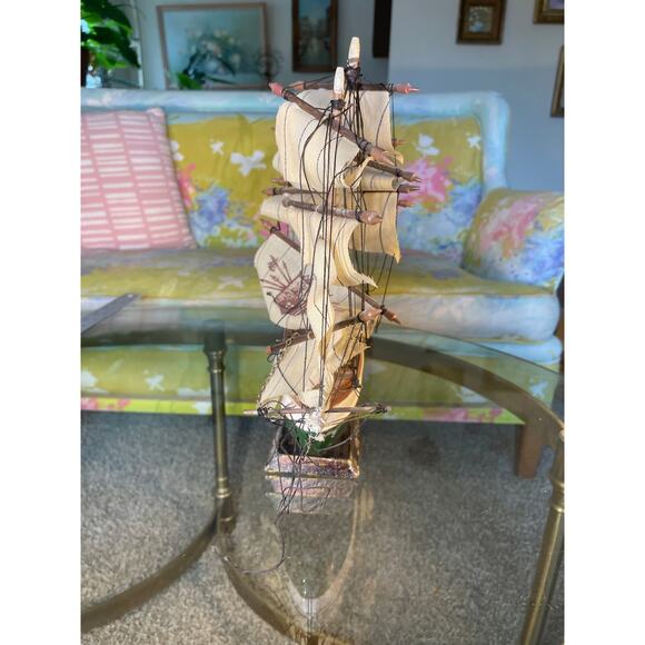 VELERO ESPANOL Ano 1768 Vtg Sailboat Model Ship Wooden Boat - Picture 14 of 16